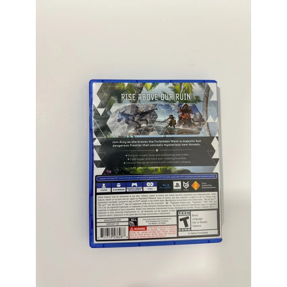 Sony Horizon Forbidden West PS4 Game Teen Blue Good 2-Disc Set 3005327-AC